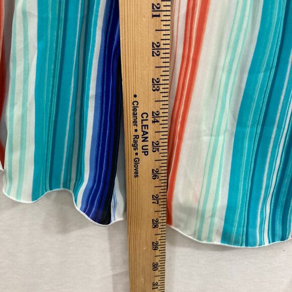 New Worthington size XL Colorful Striped Pleated Ruffle Blouse Romantic Vacation - Picture 5 of 9